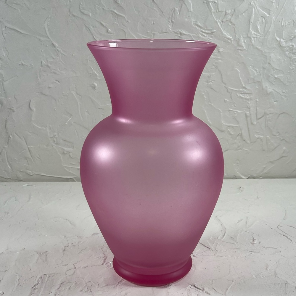 * Frosted Pink Glass Vase